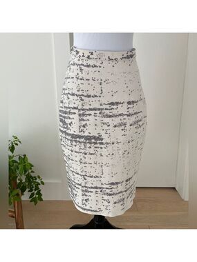 PINK TARTAN Knit Form Fitting Slim Midi Pencil Skirt Abstract Pattern Bodycon